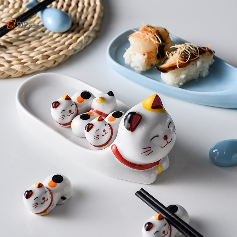 Plateau de rangement en céramique japonais plateau de rangement mignon Kitty baleine Sushi assiette Sushi vaisselle vaisselle assiettes froides de ménage