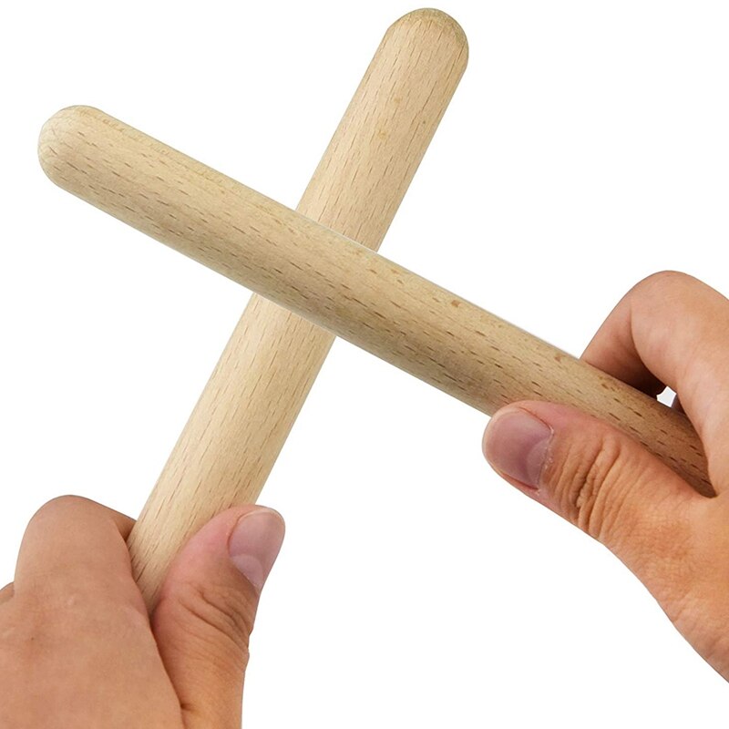 8 Pcs Musical Percussion Instrument, Including 4 Pcs Musical Rhythm Sticks Wood Claves and 4 Pcs Wood Egg Shakers