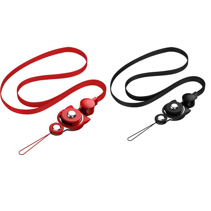 Kawaii Lanyard Riem Voor Telefoon Leuke Kat Vinger Ring Lanyard Voor Mobiele Telefoon Neck Touw Smartphone Accessoires: Black Red M05