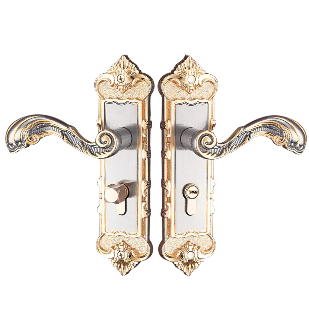European Vintage Interior Entrance Lever Door Handle [With Three Keys] Lock Latch For Office Bedroom Front Door Hardware Tools