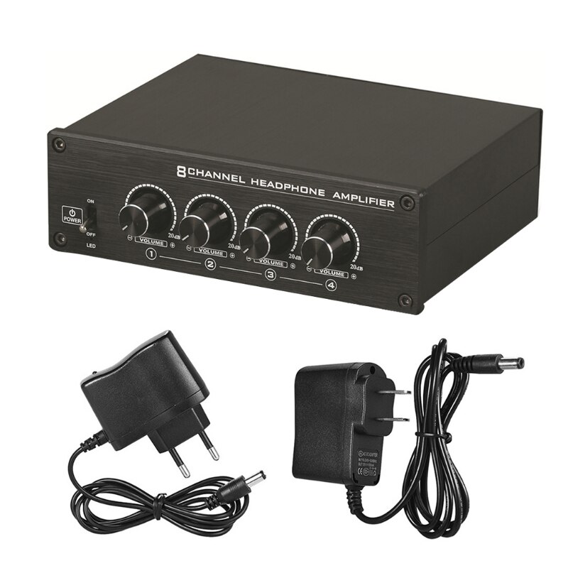 HA800 Ultra-Compact 8 Kanalen Mini -Audio Stereo Headset Hoofdtelefoon Versterker Met Power Adapter K3NB