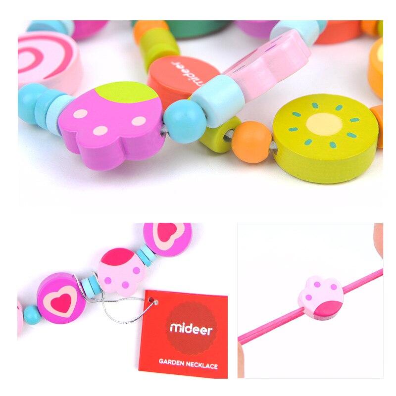 Jouet pour enfants collier fille jouer maison en bois ensemble de bijoux Simulation en bois collier ensemble épingle à cheveux enfants cheveux cravate Bracelet