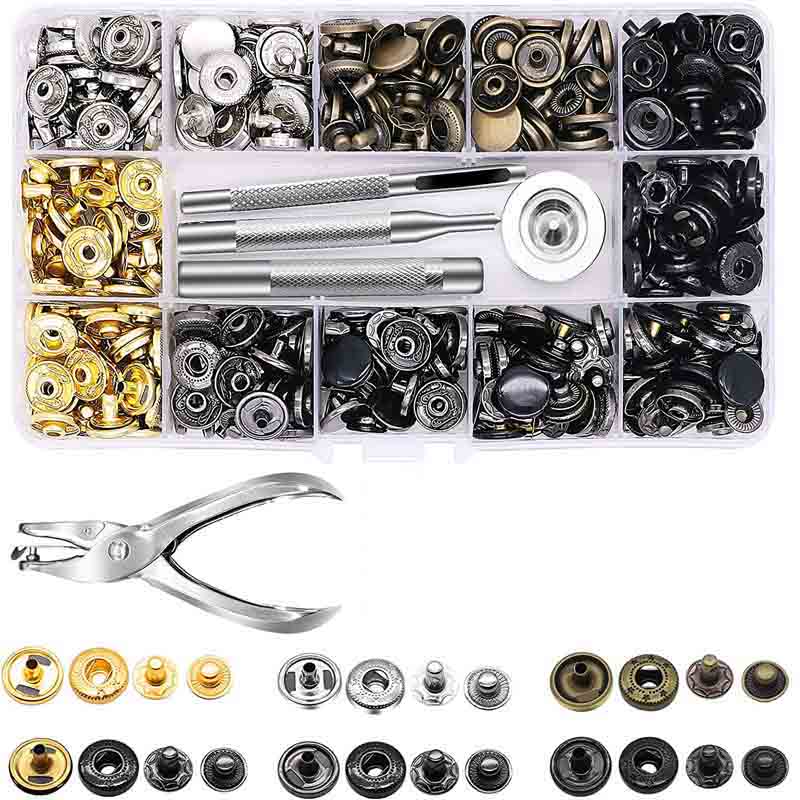 Trykknapper sæt 12.5mm metal trykknapper til tøj håndværkstaske sko krave bælte jeans perfekt pasform juster knap gør det selv skrædder: 120 stk tang