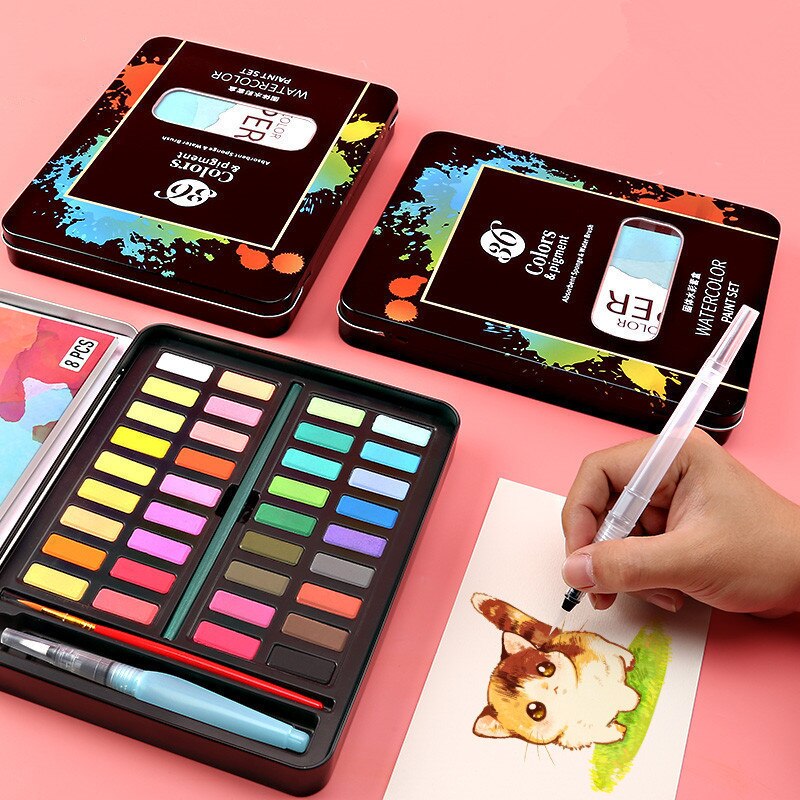 Professionele Aquarellen Schilderij Set Met Kwast 36 Kleuren Solid Aquarel Verf Art Sets Voor Schilderen Houdt Van Kunst Levert