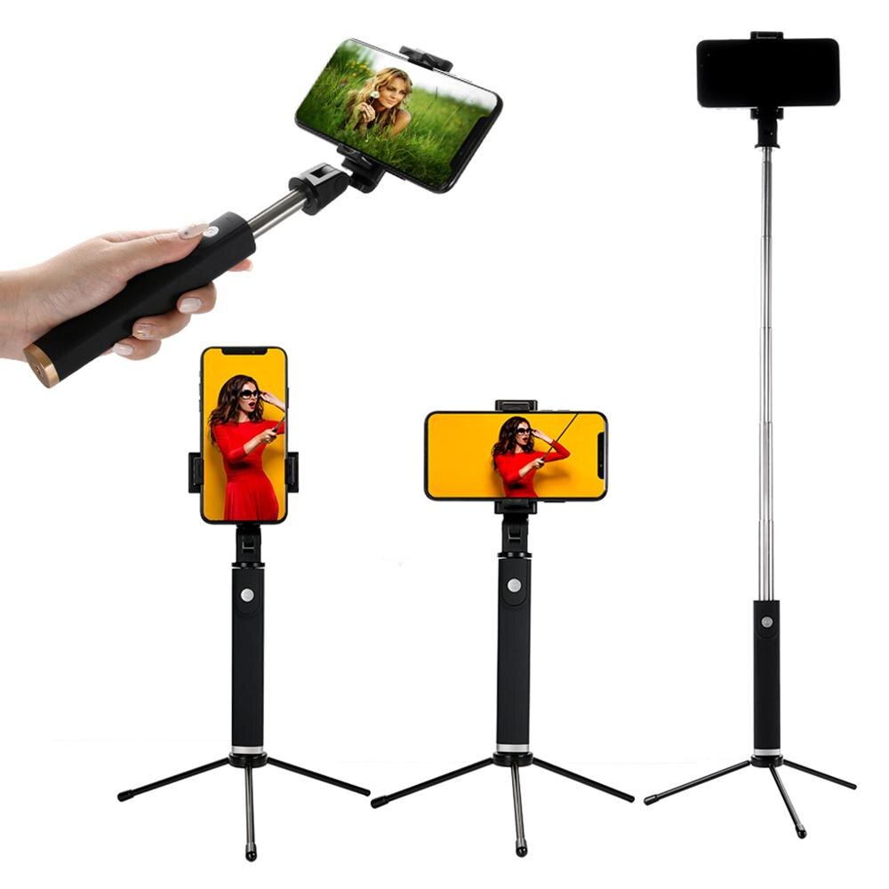Multifunktionaler bluetooth-selfie-stick mit stativ, teleskopisch ausziehbar und faltbar, als hand-monopod für iphones/android-handys