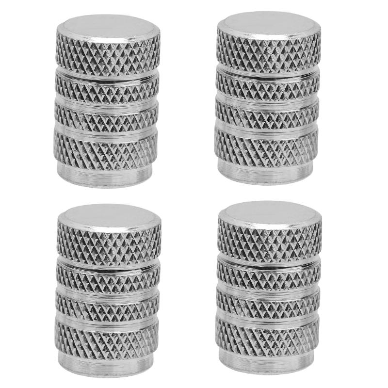 Tapones de neumáticos universales para ruedas de coche, de aleación de aluminio, 4 Uds., tapas de válvula de Metal para automóviles, tapas para vástago de válvula de neumático automático, cubiertas antipolvo, accesorios para automóviles: Plata