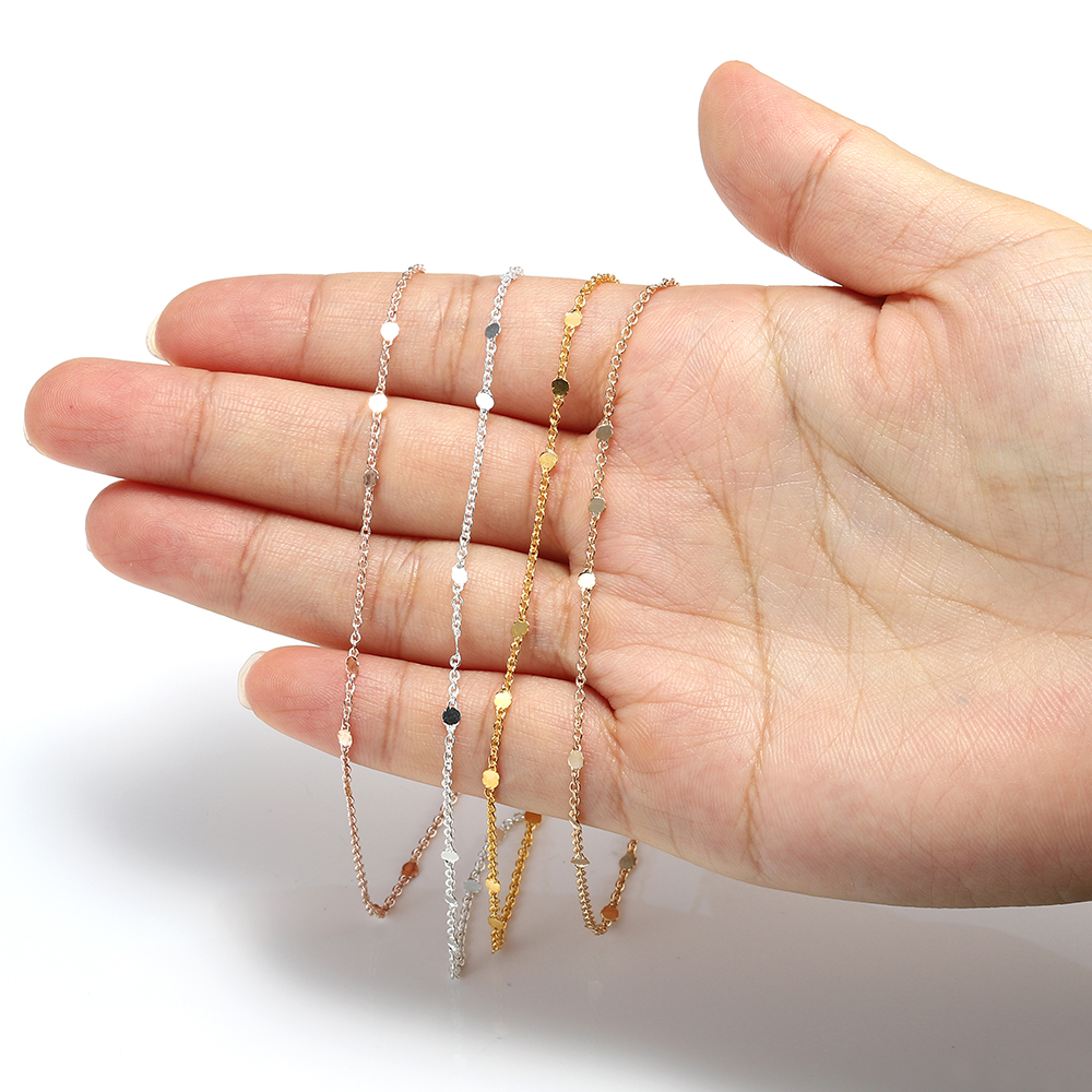 Cadena de lentejuelas de 2 metros, cadenas de Cable de cobre de Metal para collar, pulsera, suministros de fabricación de joyas DIY