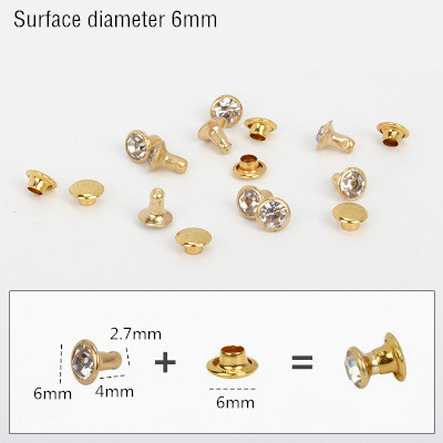 1000Sets 5-11mm Crystal Rhinestone Trim Rivets Diamante Studs DIY Clothing Bag Leather Decorative Rebite Spikes Glass Drill Nail: Gold  6mm