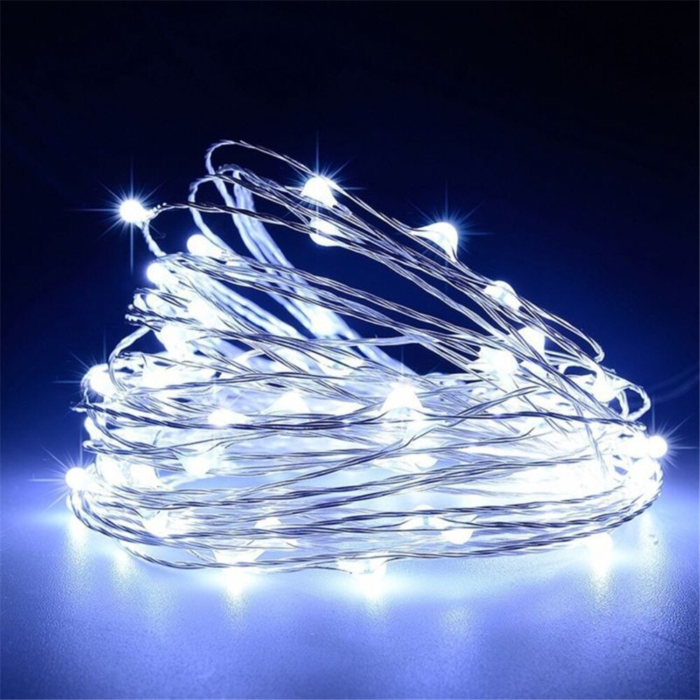 30-200leds Led Fairy String Lights Usb Operated Zilver Draad 5/10/20M Voor Thuis Slaapkamer Tuin Kerst tree Slingers Decoraties: White / 5m 50leds
