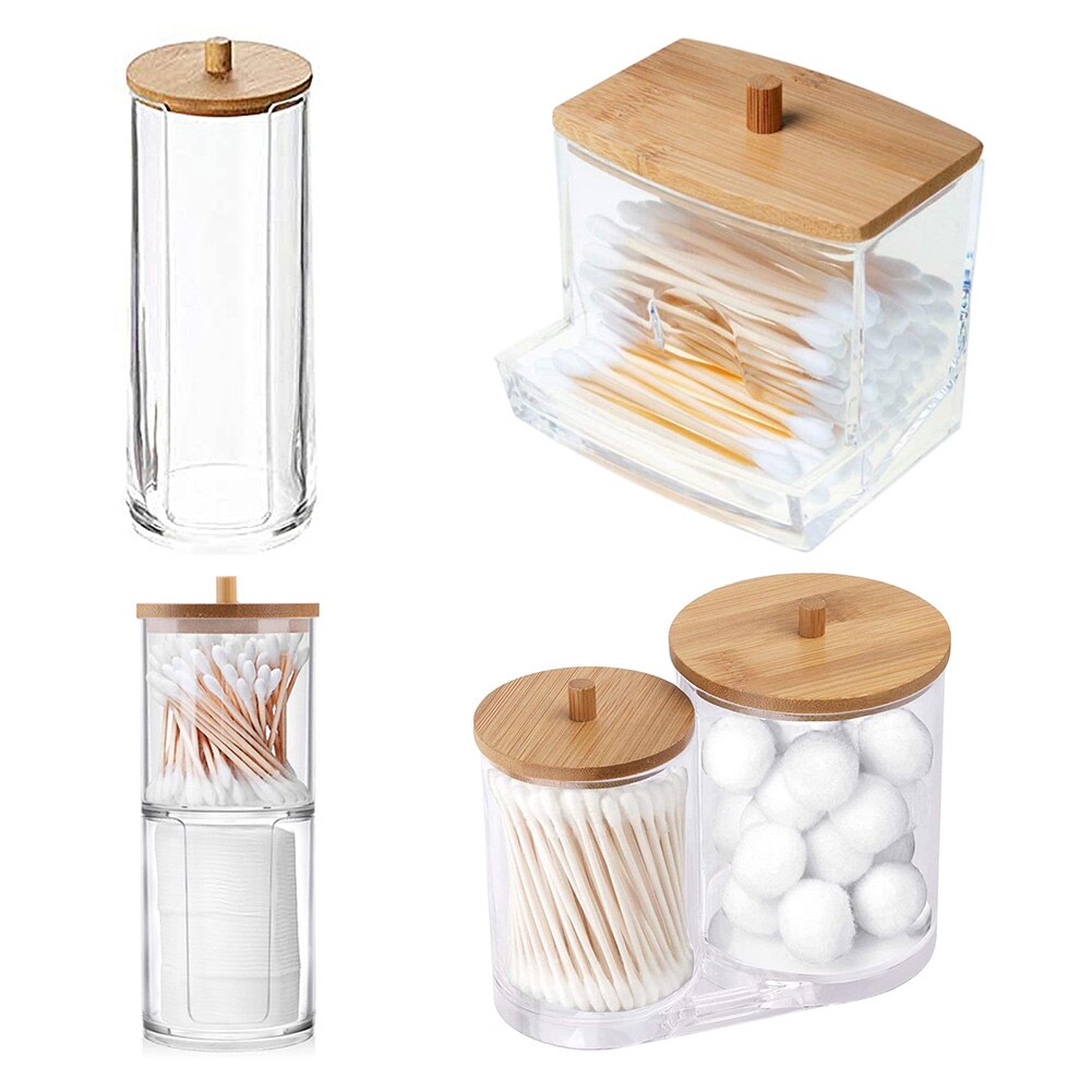 Acryl Wattenstaafjes Houder Transparant Wattenschijfje Opslag Stand Rack Organizer Box Cosmetische Make-Up Case Huishouden Sets
