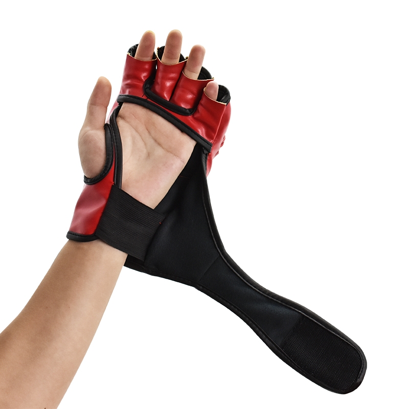Guantes de entrenamiento de boxeo , cojín de cuero de medio dedo para adultos, Sanda, boxeo, entrenamiento UFC, protección para los dedos