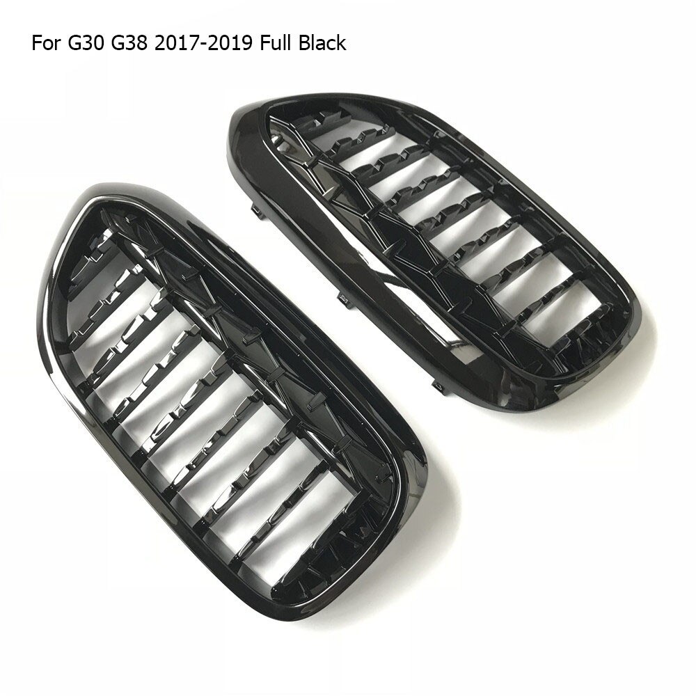 Un par de parrillas de diamantes plateadas/negras con estilo para coche, rejilla delantera ovoide doble para BMW F30 F31 F35 F10 F18 G30 G38 F32 F82: G30 Black