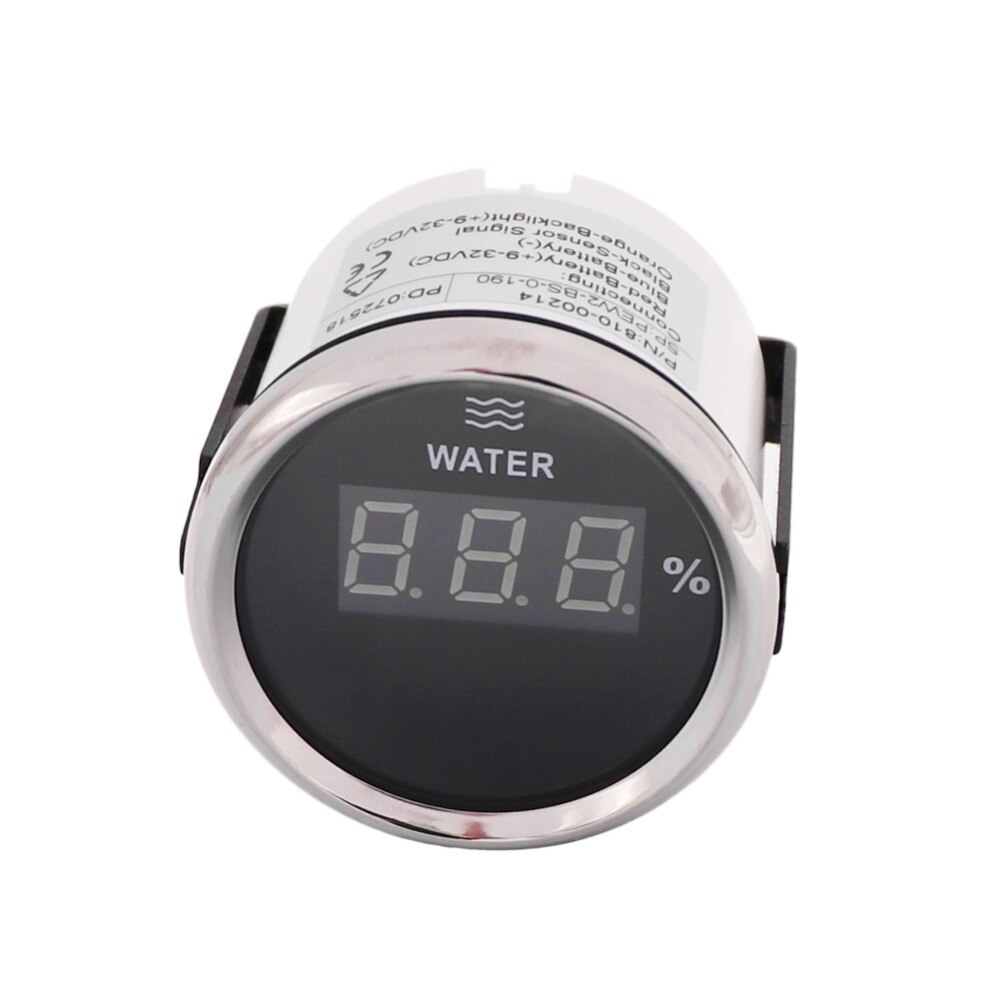 52 mm Steel Bezel Marine Digital Water Level Gauge Car Boat Water Tank Level Indicator with 0~190 ohm / 240~33 ohm Choose