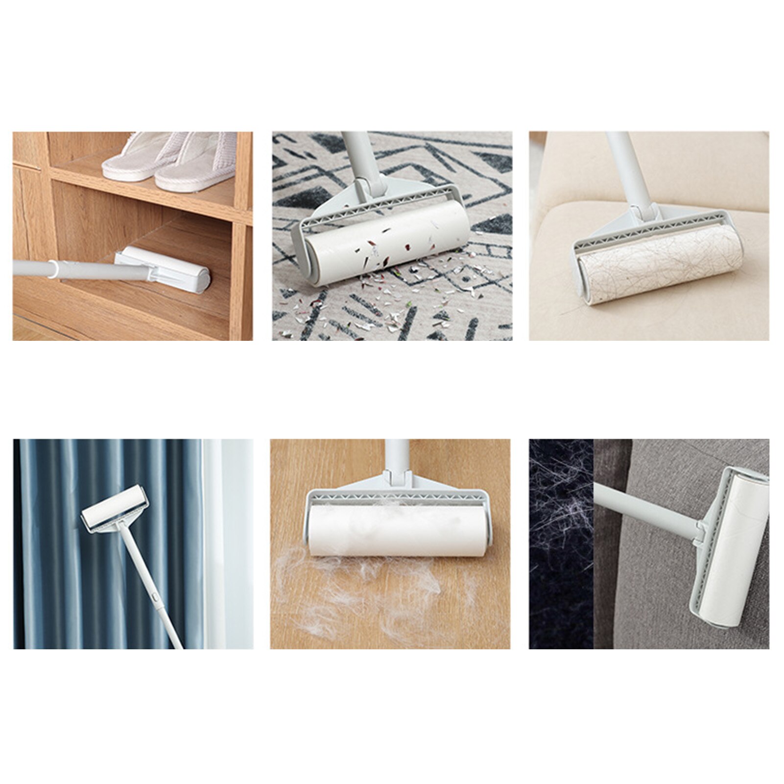 Reusable Long Handle Lint Picker Hair Cleaner Home Manual Sticky Floor Hair Mop Clothes Carpet Dust Fuzz Remover Sticky Roller