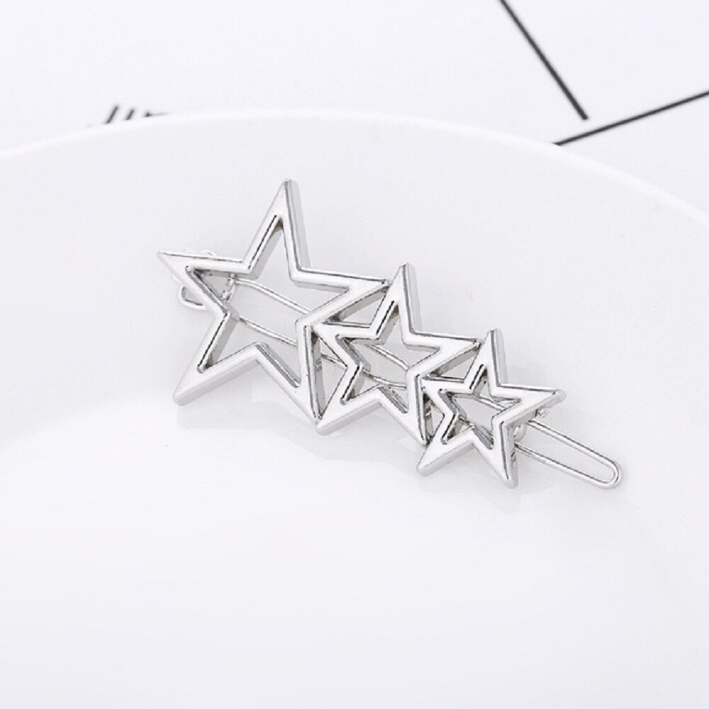 femme cheveux accessoires pince à cheveux épingle métal géométrique alliage bandeau lune cercle Hairgrip Barrette filles support: 04