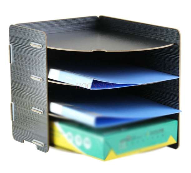 Wooden desktop book storage office document column frame frame A4 paper 4-layer multi-layer information rack