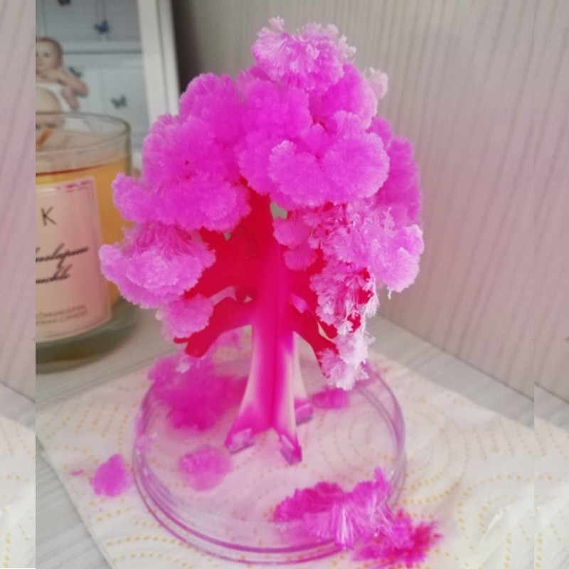 89X73Mm Mini Visuele Magie Kunstmatige Sakura Bomen Decoratieve Groeiende Diy Papier Boom Novelty Baby Speelgoed bloem Verkennen