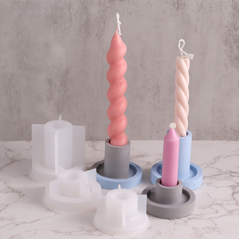 Candelabro redondo de hormigón, molde de silicona, yeso hecho a mano, soporte de vela de resina epoxi, moldes artesanales, de arte, decoración del hogar