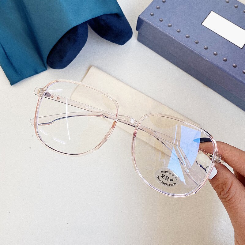 VWKTUUN TR90 Frames Women Square Eyeglasses Frame Mens Optical Glasses Frame Vitange Transparent Glasses Frames Anti Blue Light: color 5