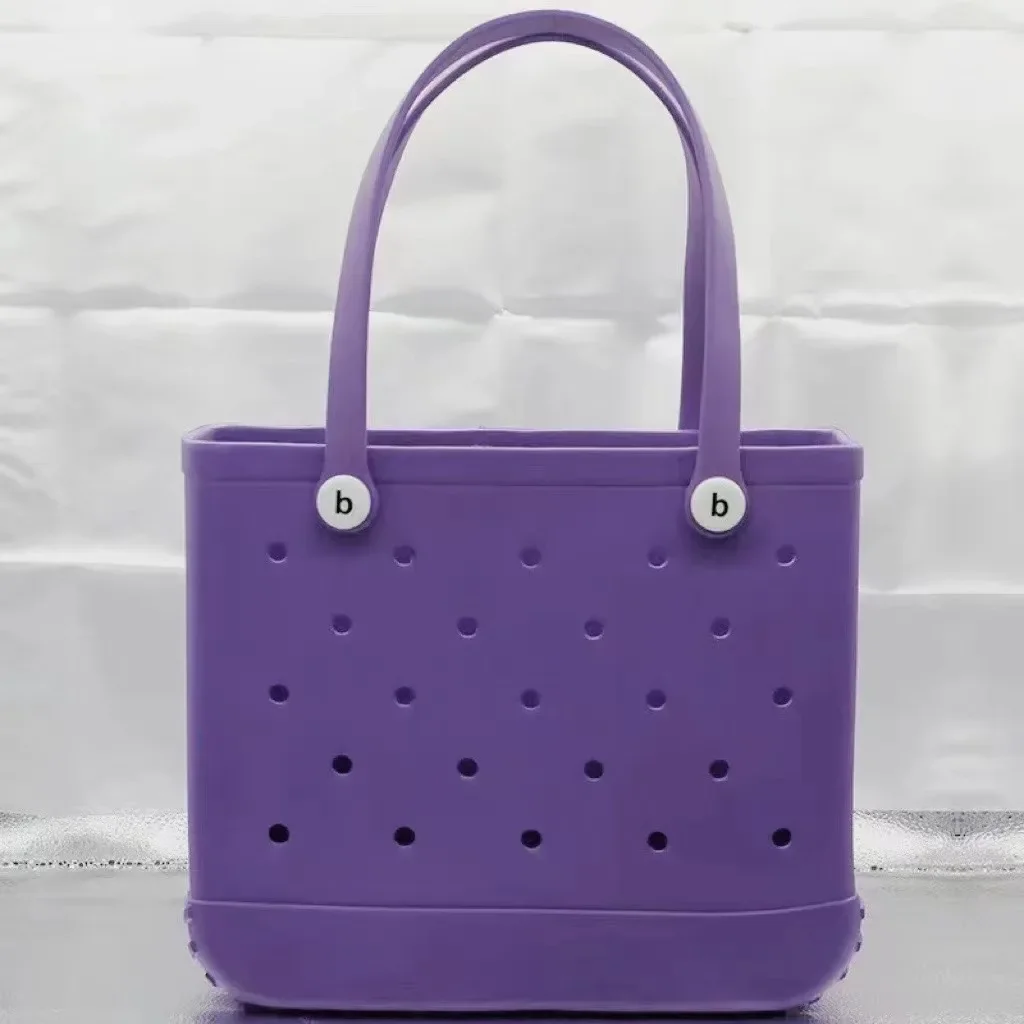 Mode Strand Bogg Bag Rubber Waterdichte Mand Grote Capaciteit Zomer Opslag Schouder Handtas Reizen Vrouwen Draagtas Boodschappentassen: Paars
