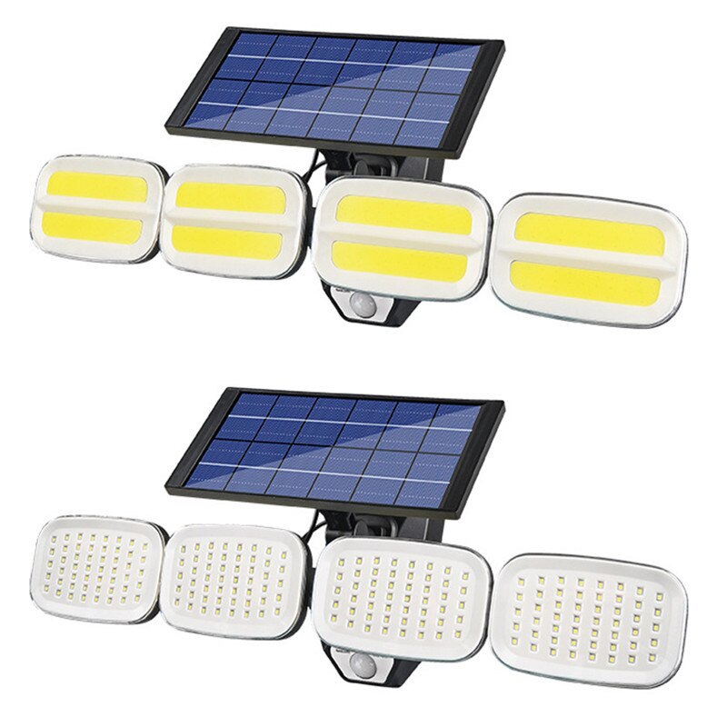 Vier Hoofd 240 Cob 200 Led Solar Light Outdoor Motion Sensor Wandlamp Waterdichte Tuin Lamp Emergency Pathway Yard Straat lamp