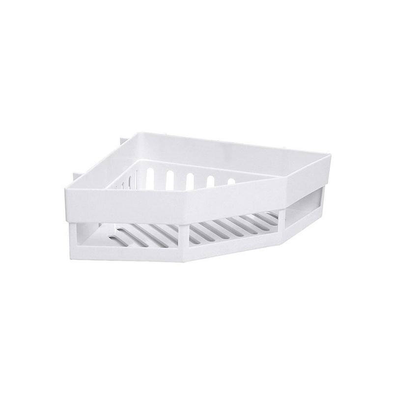 Corner Shelf Seamless Stickers Bathroom Storage Rack Toilet Storage Kitchen Corner Supplies Rack J4J0: White