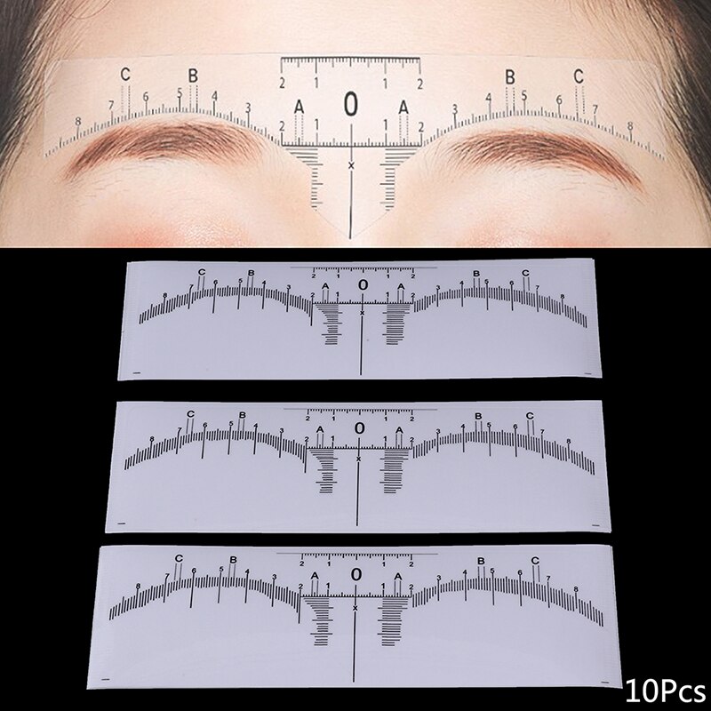 10 Stks/set Herbruikbare Semi Permanente Wenkbrauw Heerser Eye Brow Measure Tool Wenkbrauw Gids Heerser Microblading Stencil Makeup Tools