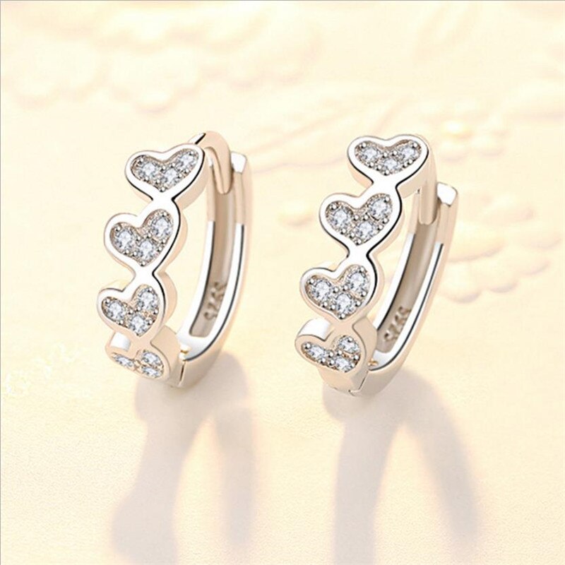 Brillante zircone cuore Design orecchini a cerchio gioielli femminili fascino argento 925 accessori per orecchini da donna regalo di compleanno per ragazze principessa