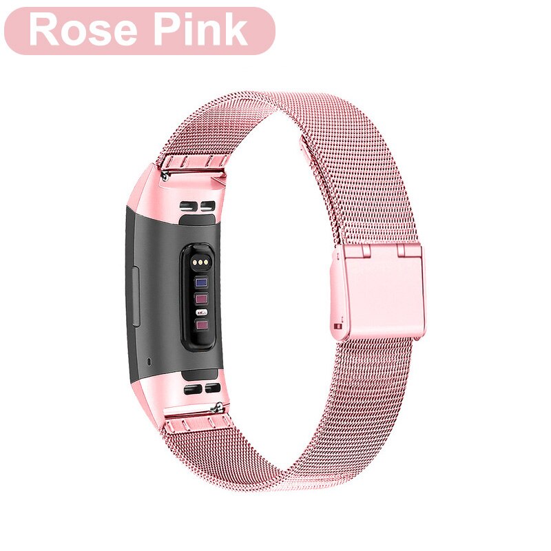 Stropp for fitbit charge 3 4 se -bånd for fitbit charge 2 -bånds armbånd milanese metall for smart armbåndsklokketilbehør: Rose rosa / For ladning 2