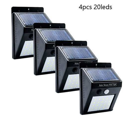 20 30 LED Solar Light Outdoor Solar Lamp PIR Motion Sensor Solar Panel Night Security Wall Light Garden Yard Path Waterproof: 4pcs 20leds