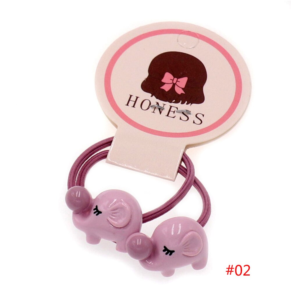 2 unids/set Animal niñas acrílicas Cuerdas elásticas para el pelo estrella elefante Cola de Caballo titular Scrunchies gomas de pelo accesorios: 2