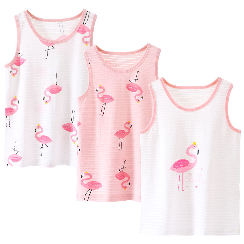 3 Teile/los freundlicher Baumwolle Weste Sommer Dünne Atmungsaktive Baby Mädchen Ärmelloses oben Nette Karikatur Mädchen Mit Flachem Boden Shirt freundlicher Unterwäsche