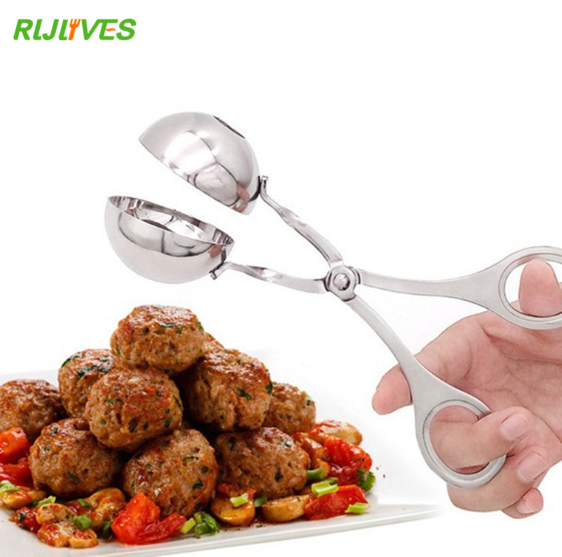 Rljlives gør-det-selv frikadeller fremstilling af form rustfrit stål oksekød svinekød frikadelle fisk ris kugler maker køkkenværktøj