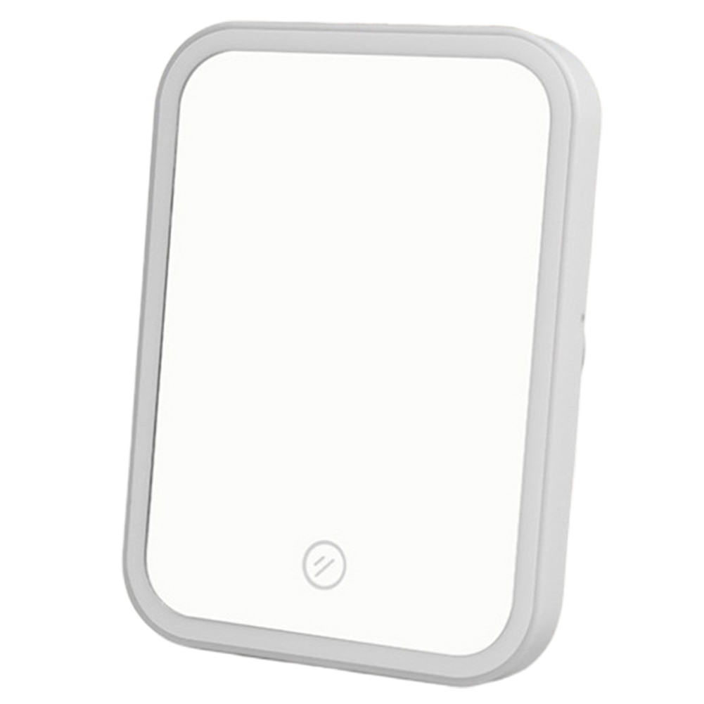 Espejo portátil para maquillaje, luz LED Natural, ángulo de recambio USB, Control táctil ajustable, luces regulables de brillo: Blanco