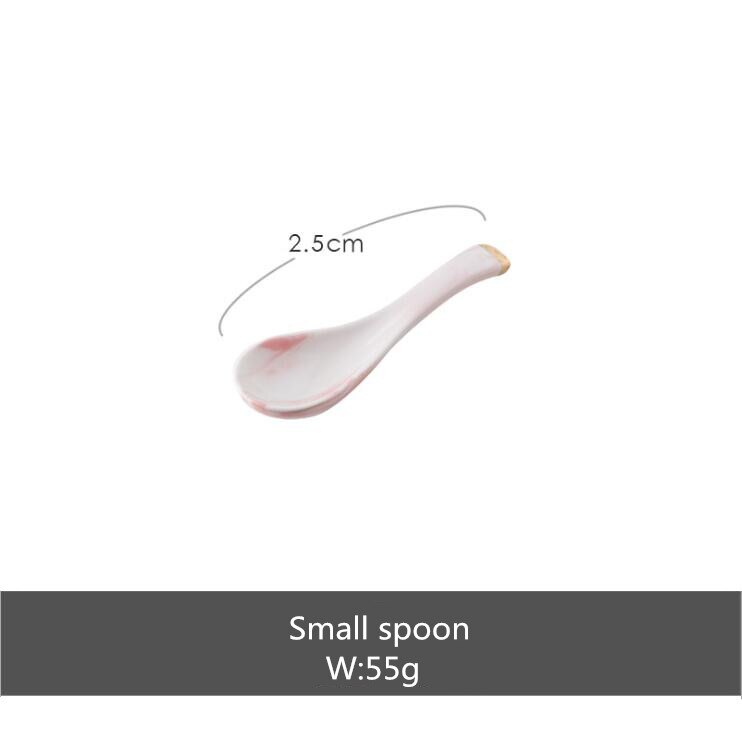Juego de platos de mármol rosa, plato de cocina de cerámica, vajilla, vajilla, platos de comida, ensalada de arroz, fideos, Bol, sopa, cocina, herramienta de cocina, 1 ud.: Small spoon