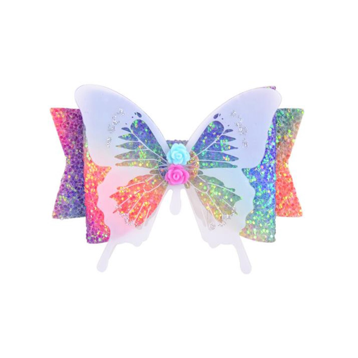 Małe dziewczynki błyszcząca ozdoba robić włosów łuki świecący robić włosów w kształcie motyla Barrettes zaciski krokodylkowe upominki na przyjęcie urodzinowe: 7