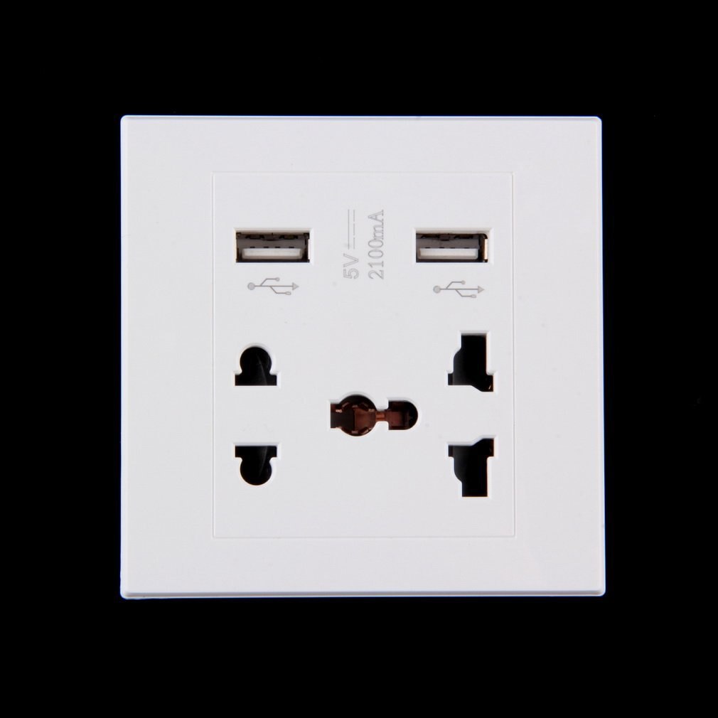Dual USB Port 5V 2100MA Electric Wall Charger Port Dock Socket Power Outlet Electricity AC Power Panel Plate