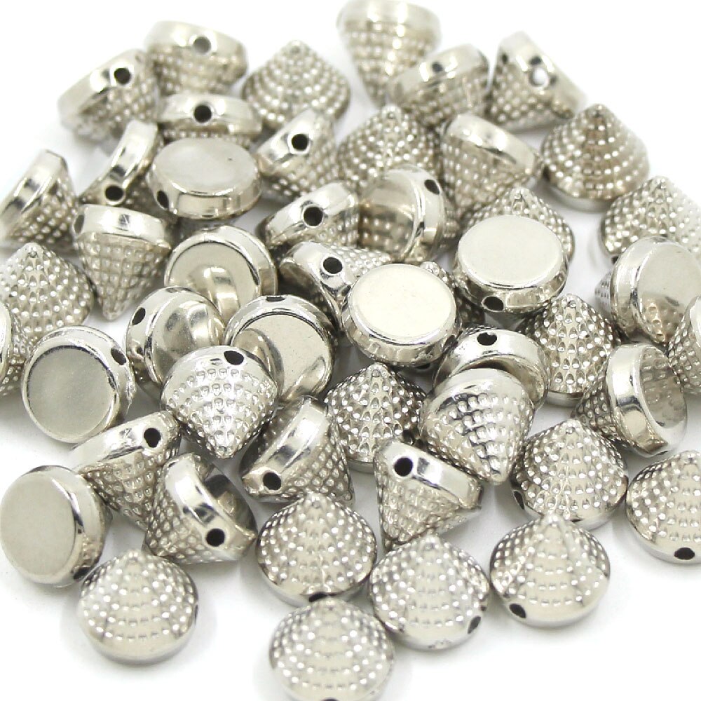 100Stck 10MM Kunststoff Kegel Spikes Silber Gold Nieten CCB Kegel Mit Punkt NäHenne Bolzen Auf Kleidung Punk Zubehör DIY Perlen Handwerk