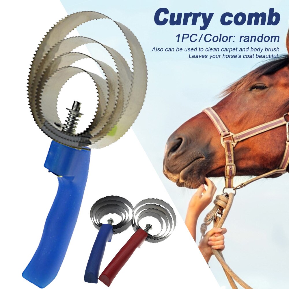 Reversible 6-Ring Curry Comb For Horses – Stainless Steel Grooming Brush For Shedding