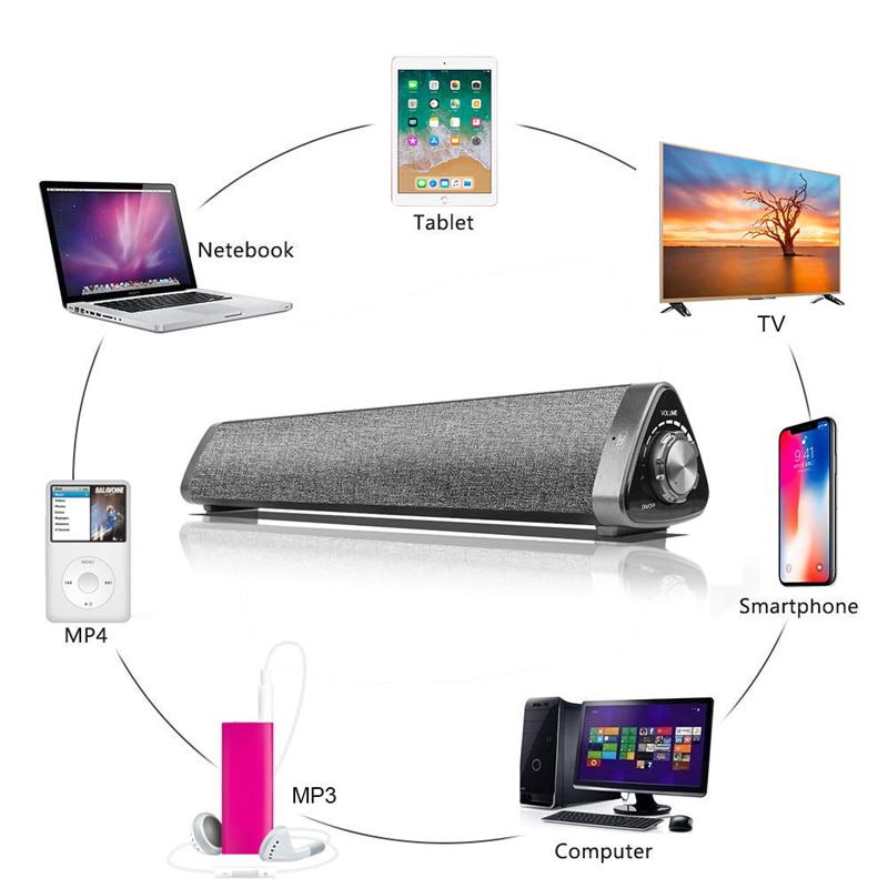 Handsfree Bluetooth Speaker powerful portable speakers Sound bar with wireless subwoofer Remote Control for TV Latop PC speaker