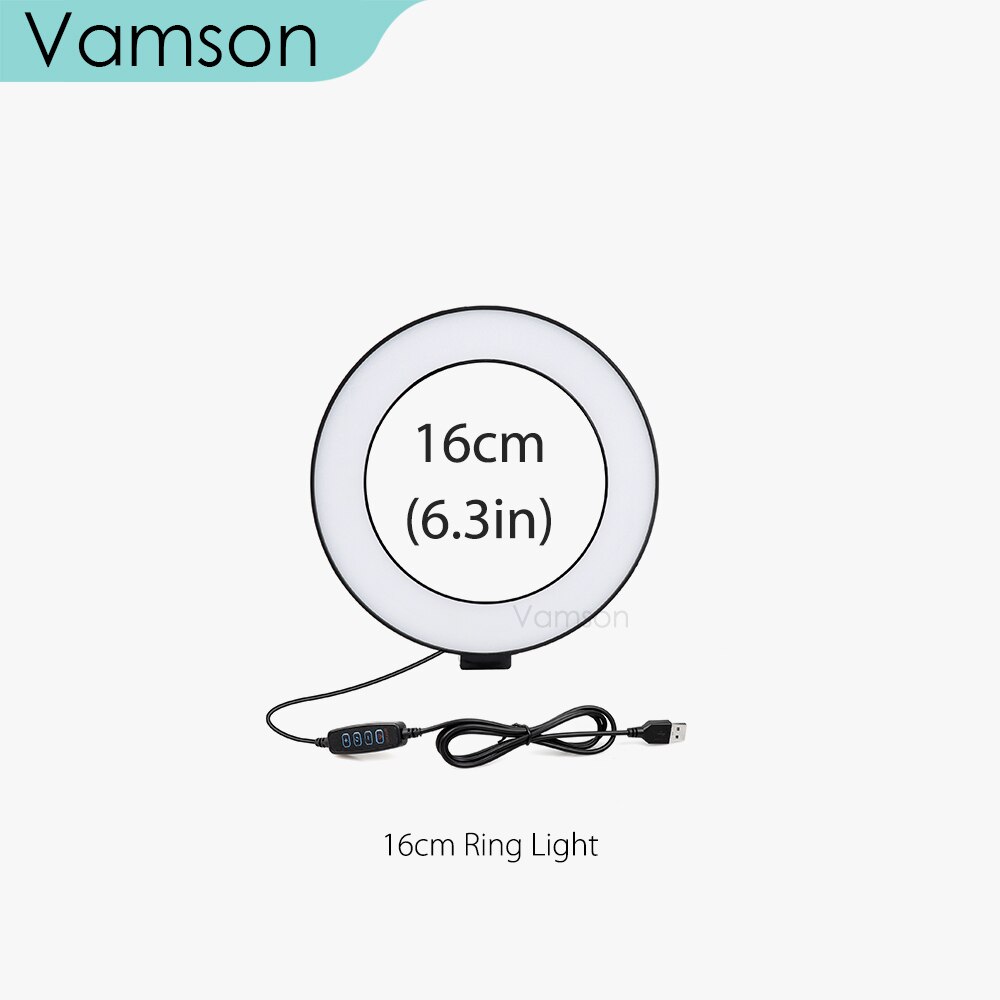 Vamson Selfie LED Anello di Luce della lampada con il Treppiedi Del Basamento Del Supporto Del Supporto Del Telefono per Streaming In Diretta/Trucco/YouTube Video Fotografia illuminazione anulare: VLS10B-VL16