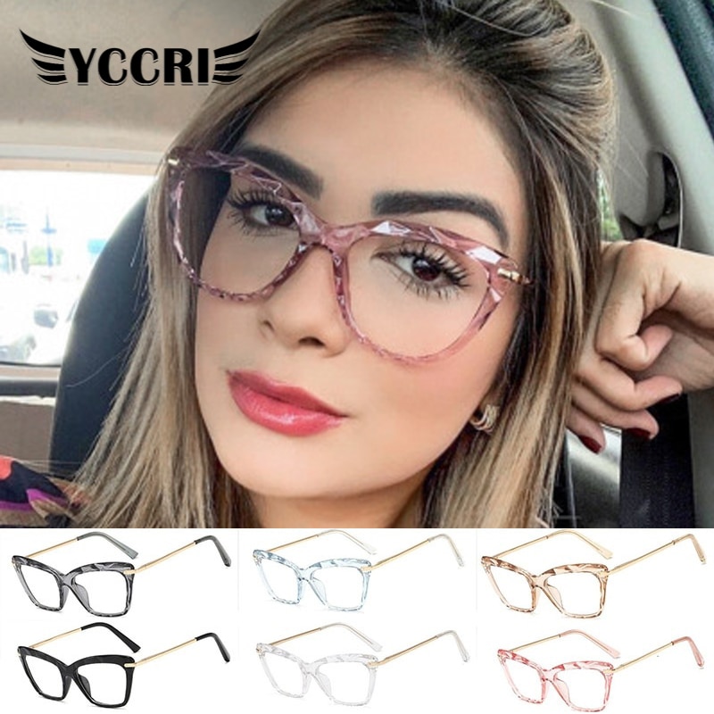 2020 firkantede cat eye overdimensionerede briller kvinder multi-sektion trending mærke optiske computerbriller oculos de sol okulary
