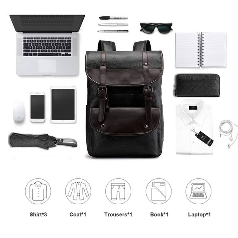 Mochila De Cuero Vintage para hombre, bolso para portátil, 15,6 pulgadas, para Notebook, mochilas de cuero, mochilas escolares, Mochila de viaje informal