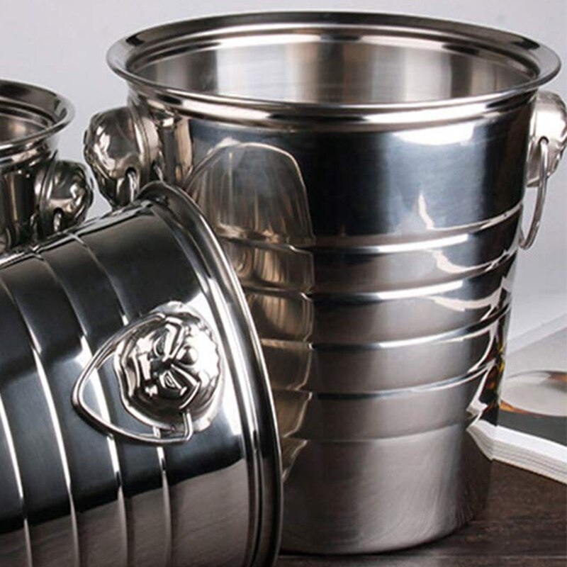 Stainless Steel Ice Bucket Thick Ice Holder Container for Bar Party Champagne Wine Barrel Silver Drink Ice Cooler Bucket Wine Be