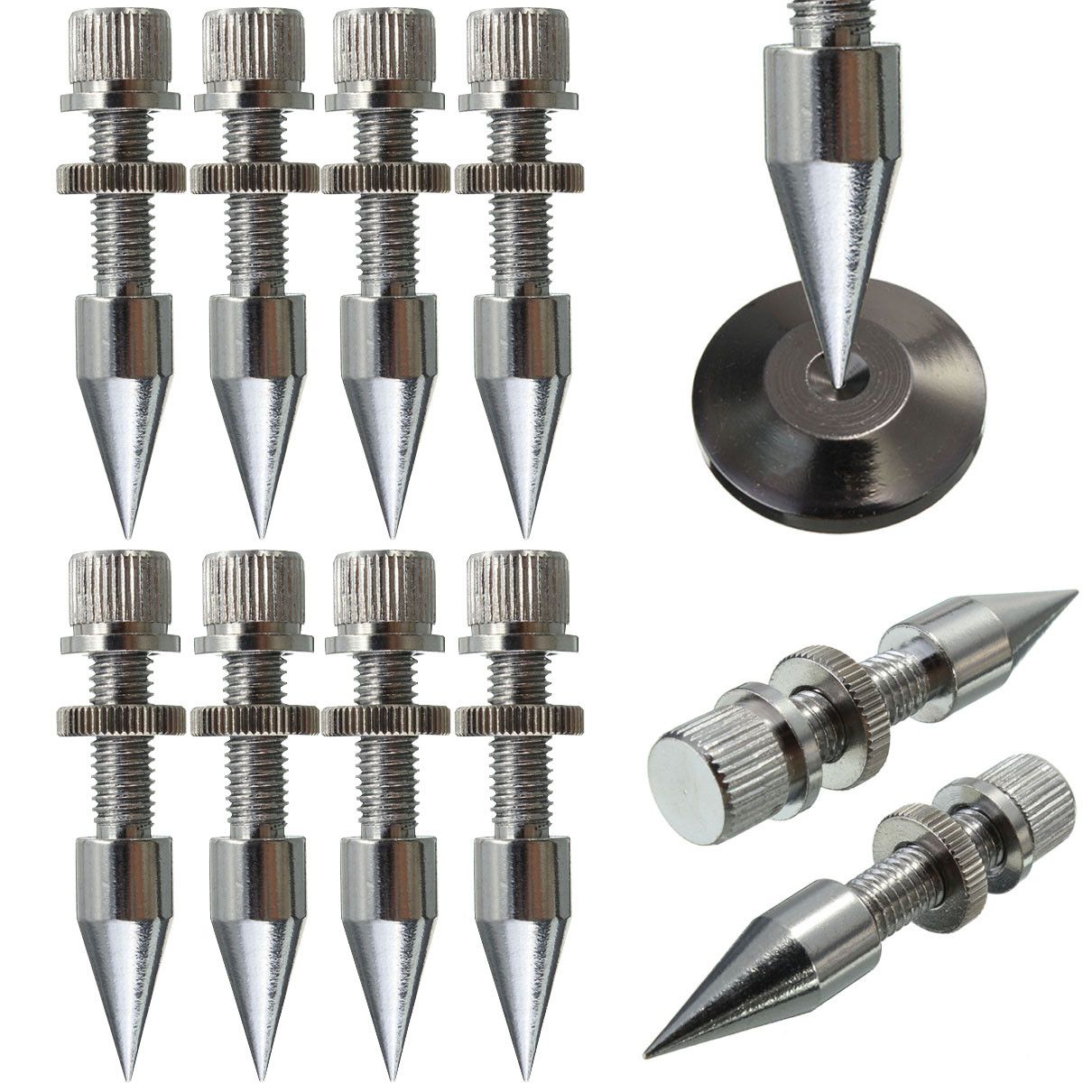 M8*60 Speaker Spike Isolation Spikes Stand Foot HiFi Speaker Shockproof Cone Base Pads Chrome-plated Cooper Speaker Spike Pads