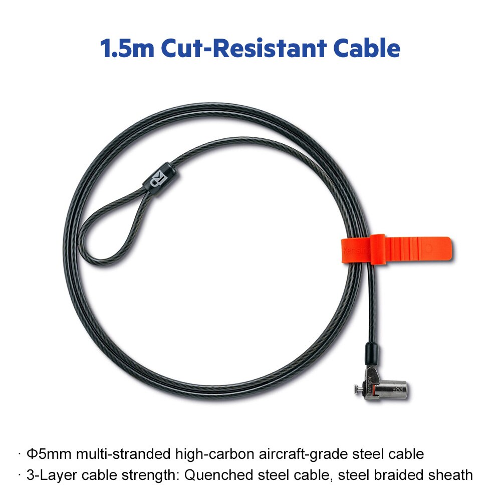 Kensington Original Ultra-Thin Keyed Laptop Lock Highest Security Level with 1.5m Steel Cable Anti-Theft for Ultrabook K64590