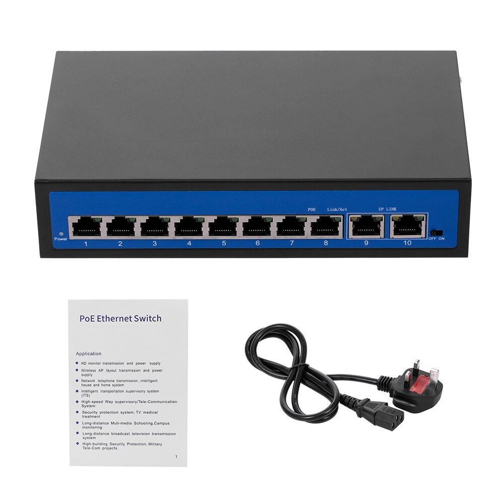 + 2BZDN-X 8 + 2 commutateurs POE, 8 ports Ethernet, 2 ports Ethernet, 2.0Gbps pour caméra IP sans fil, prise AP US