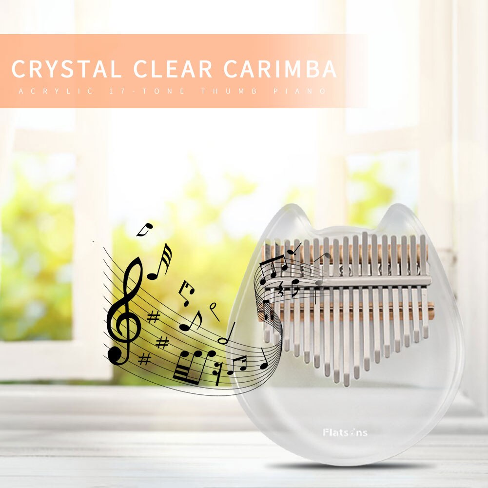 Transparent Cat Shap kimi kalimba 17 key thumb piano transparent crystal finger piano kalimba beginner Acrylic Thumb Piano