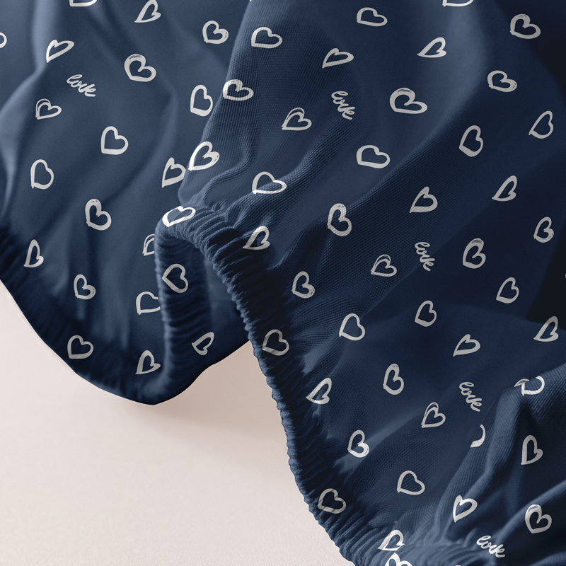 1 Simple modern Heart-Shaped Geometry printed matte Fitted Sheet, bedroom printed bed cover, bedding (excluding pillowcases)