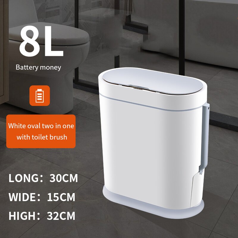 Smart Sensor Prullenbak Thuis Elektronische Automatische Prullenbak Badkamer Wc Waterdicht Smalle Vuilnis Vuilnisbak Keuken Grote: Battery brush 8L set